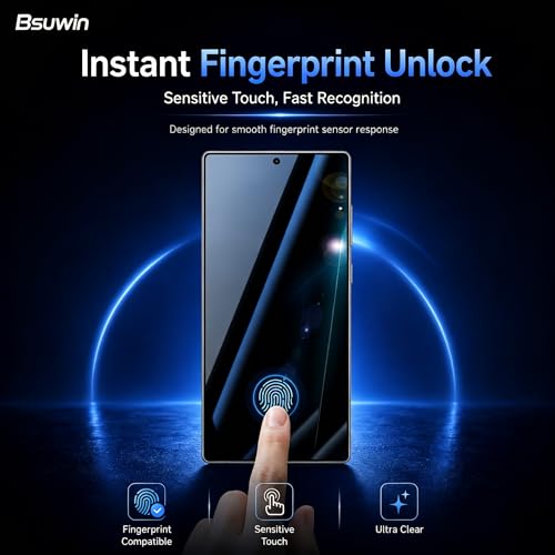 2 Pack Privacy Screen Protector for Samsung Galaxy S26+ | |Anti-Spy Tempered Glass with Fingerprint Unlock Support, Anti-Scratch, 9H Hardness & Easy Installation