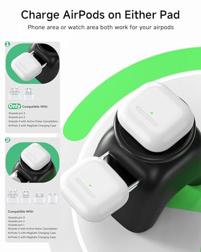 Magnetic Wireless Charging Station, Charger Stand for iPhone Apple Watch - color: Black