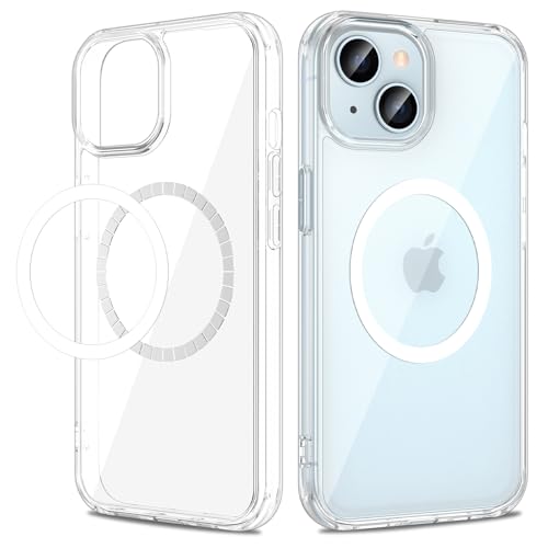 VEGO for iPhone 15 Case, Compatible with MagSafe, with Built-in Magnets, Crystal Clear Hard PC Back + Soft TPU Frame Slim Resist Scratches Shockproof Bumper Cover for iPhone 15 6.1 inch - Clear - color: Clear, size: for iPhone 15