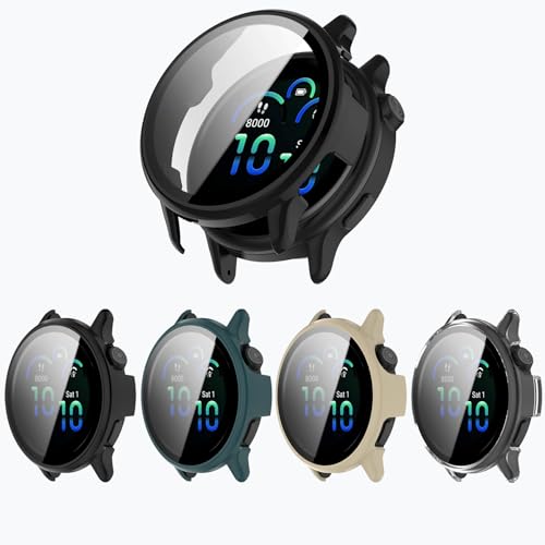 [4-Pack vivoactive 6 Screen Protector Case Compatible with Garmin vívoactive® 6 Smart Watch, Ultra-Thin Scratch Resistant Cover with Tempered Glass for Women Men