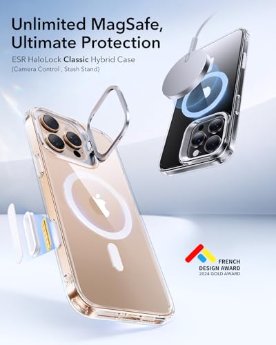 ESR for iPhone 16 Pro Max Case, Compatible with MagSafe, Military-Grade Protective, Built-in Stash Stand Phone Case, Scratch-Resistant Back Cover, Clear - color: Clear, size: iPhone 16 Pro Max 6.9inch