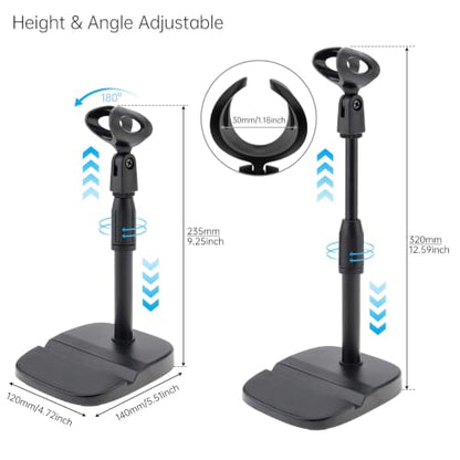 RTNLIT Desktop Mic Stand with Phone Holder, 5/8" to 3/8" Screw Adapter