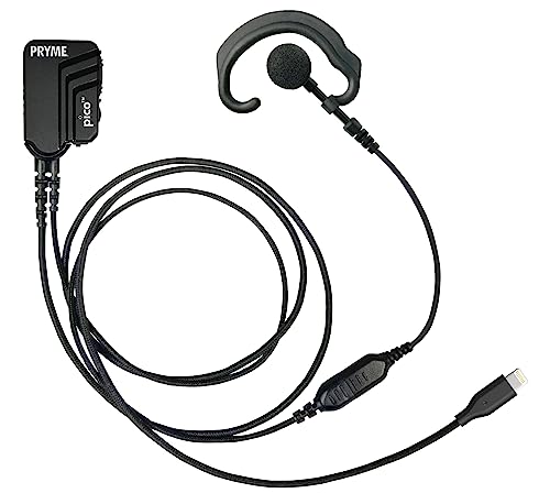 PRYME® - PICO-LIGHTNING - Single Wire Lapel Mic w/Lightning Connector, Special PTT Technology for PoC APPs w/Soft Ear Hanger Earphone - (PICO-LIGHTNING-EH)