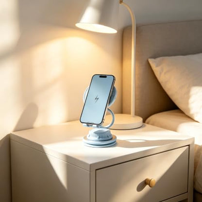 Blue 15W Fast Wireless Car Charger, Magnetic Dashboard Phone Holder - color: blue