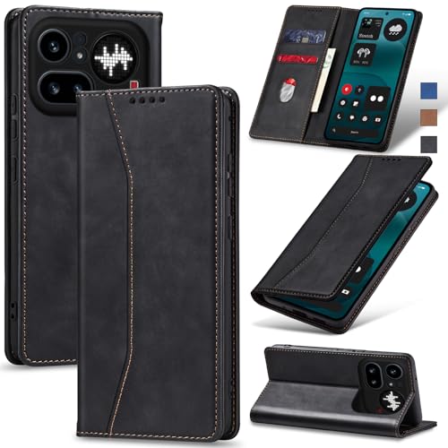 Jasonyu Flip Wallet Case for Nothing Phone 4a Pro 5G,Black | PU Leather Magnetic Folio Cover,with Card Holder,Kickstand,TPU Shockproof,Durable,Protective Phone Case - color: Black, size: Nothing Phone 4a Pro
