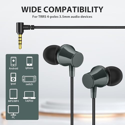 ASKUBSKU Wired Headphones Earphones for School Laptop PC Chromebook, Green - color: Green
