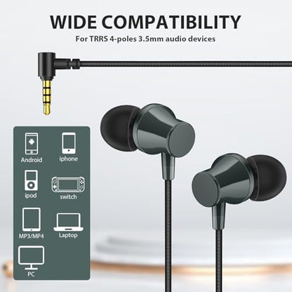 ASKUBSKU Wired Headphones Earphones for School Laptop PC Chromebook, Green - color: Green