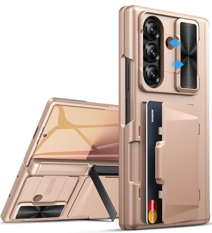 for Samsung Galaxy Z Fold 7 Case, Stand & Card Holder, Rose Gold - color: Rose Gold-Z