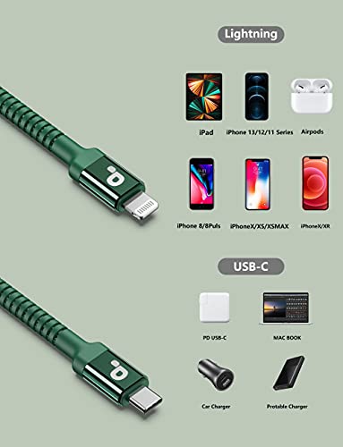 Apple Certified USB C to Lightning Cable - 3FT 2Pack iPhone Cable Fast - color: Green, size: 3FT, style: USB C to Lightning