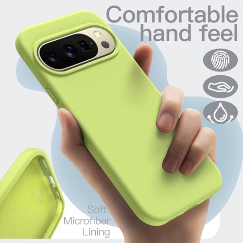 JETech Silicone Case for Google Pixel 10/10 Pro, Lemongrass | Silky Soft Touch, Shockproof Protection, Scratch Resistant, Microfiber Lining - color: Lemongrass, size: Pixel 10/10 Pro