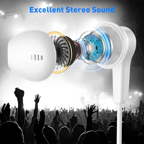 USB C Headphones Magnetic Wired Earbuds with Mic Volume Control 4ft White - color: White