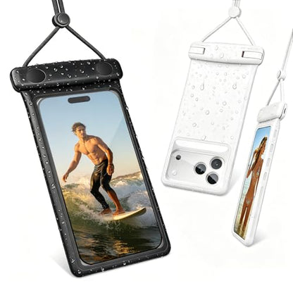 wellhouse Waterproof Phone Pouch, Waterproof Phone Case for iPhone 17 16 15 14 13 Pro Max XS Samsung, IPX8 3D Cellphone Dry Bag Beach Essentials (2 Pack - Duke Black & White7.0, 7 inch) - color: 2 Pack - Duke Black & White7.0"