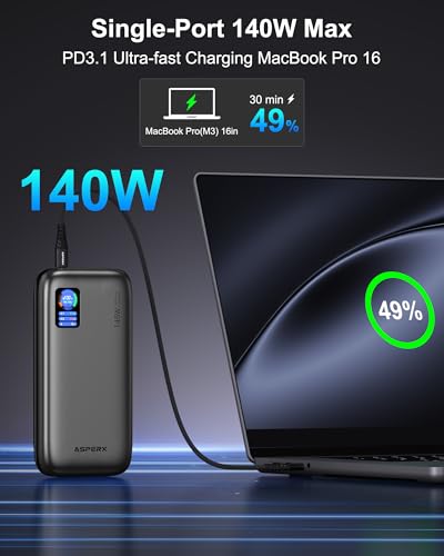 AsperX Laptop Power Bank, 25,000mAh 140W PD 3.1 Fast Charging USB C