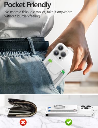 for Magsafe Wallet with Grip, 6-Card Holder; Stronger Magnetic Phone Wallet - color: White