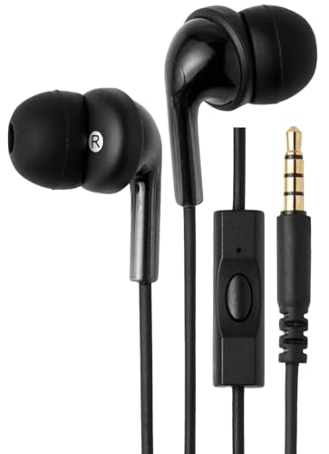 Amazon Basics Wired Earbuds with Microphone, In-Ear Headphones, 3.5mm Jack, High Definition Sound, Secure Fit, 4.2 ft Cable, S/M/L Ear Tips, Black - size: 1 Pack, style: 3.5mm Aux