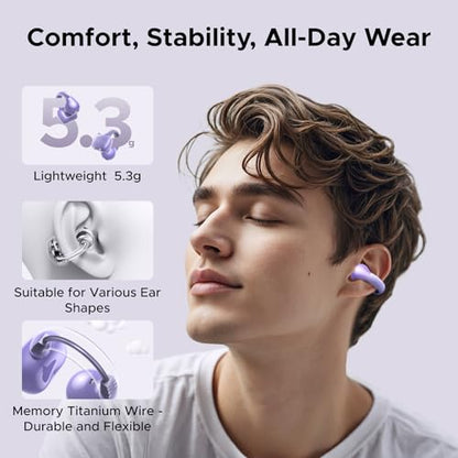 UGREEN HiTune S3 Open Ear Earbuds, Bluetooth 5.4, Clip on Earbuds, Purple - color: Purple