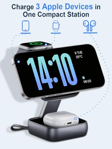 Wireless Charging Station for Apple Devices,Magnetic Travel Charger