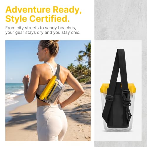 Waterproof Phone Pouch 2.6L Large Capacity Dry Bag with Sensitive Touch Screen 3-Layer Seal Underwater Case for Beach Snorkeling Rafting-Yellow - color: Yellow