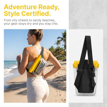 Waterproof Phone Pouch 2.6L Large Capacity Dry Bag with Sensitive Touch Screen 3-Layer Seal Underwater Case for Beach Snorkeling Rafting-Yellow - color: Yellow