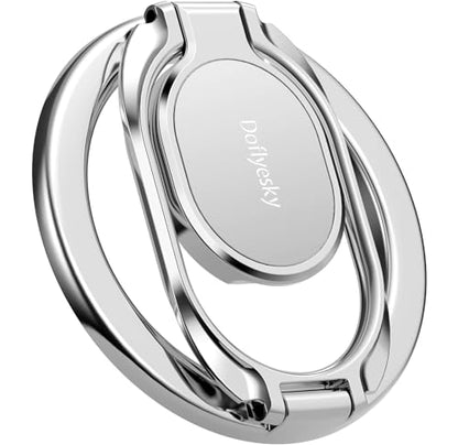 Doflyesky Magnetic Phone Grip Holder Kickstand, Gym Double Adjustable Finger Ring Grip and Stand, Compatible with PopSockets MagSafe Ring Removable for iPhone (Silver) - color: silver