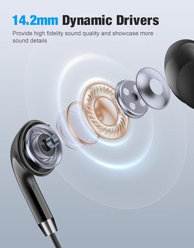 Wired Earbuds USB C for Samsung S26/S25/S24, USBC Headphones Wired Ear Buds - color: USB C-Black