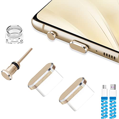 USB C Dust Plugs Charging Port Cover Caps, 2 PCS (Gold) - color: Gold