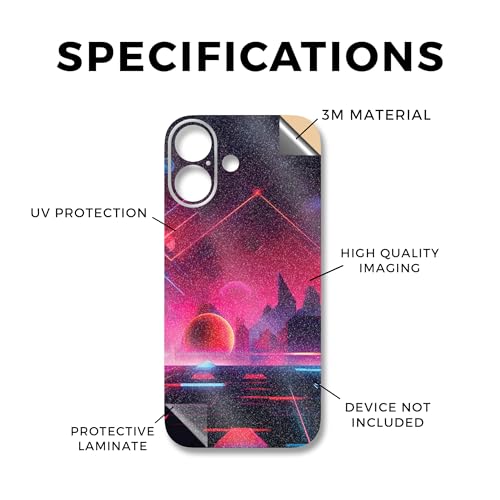 Glossy Glitter Phone Skin Compatible with Apple iPhone 17 - Synthwave Planets - Premium 3M Vinyl Protective Wrap Decal Cover - Easy to Apply | Crafted in The USA by MightySkins - color: Synthwave Planets, size: iPhone 17 (Full Wrap), style: Glossy Glitter