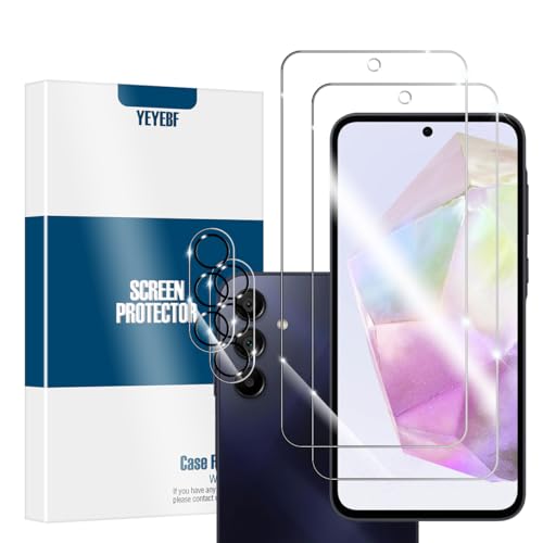 Galaxy A35 HD Clear Tempered Glass Screen Protector + Camera Lens Protectors, [2+2 Pack] [3D Glass] [Anti-Glare] [Bubble-Free] Screen Protector Glass For Samsung Galaxy A35 - size: Galaxy A35