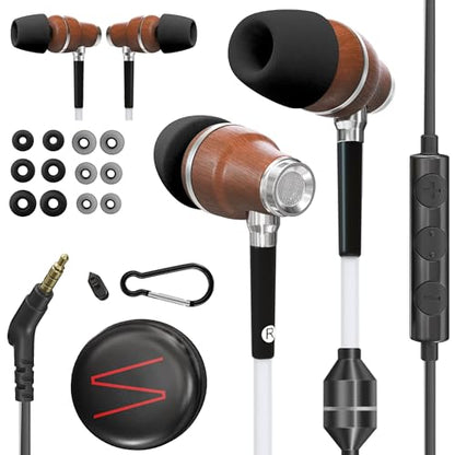 Symphonized Wooden Air Tube Headphones EMF Free with Microphone (Aux 3.5mm) - style: 3.5mm Aux
