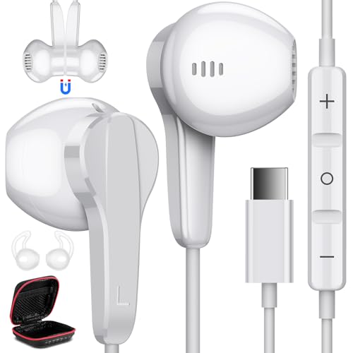 ASKUBSKU USB C Headphones for Google Pixel 11 10 9 Pro XL Fold 8 a 7, White - color: White