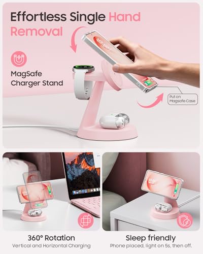Meifigno Magnetic Wireless Charger for Samsung S26 Ultra/Galaxy Watch8,Pink - color: PINK