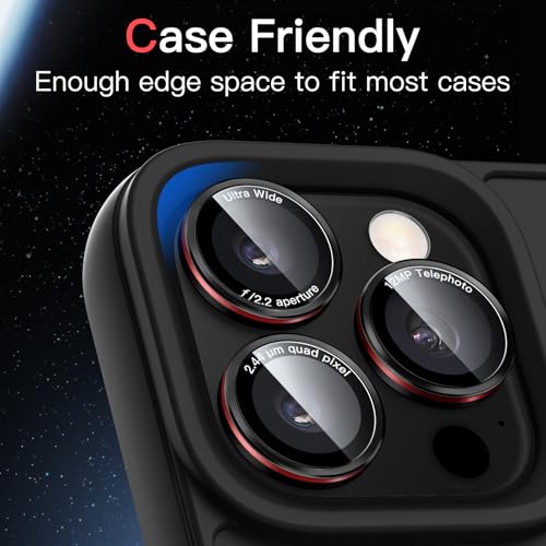 JETech Camera Lens Protector for iPhone 16 Pro/16 Pro Max, Black+Red, 1 Set - size: iPhone 16 Pro/16 Pro Max