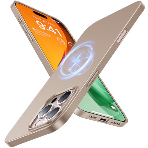 TORRAS Magnetic Slim Fit for iPhone 16 Pro Case 6.3 inch, Ultra-Thin 16 Pro Case Compatible with MagSafe, Lightweight Matte Anti-Scratch Hard PC Cover Phone Case for iPhone 16 Pro, Desert Titanium - color: 3-Desert Titanium