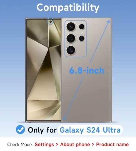 USLAI Case for Samsung Galaxy S24 Ultra, Anti-Yellowing, Crystal Clear Back, Shockproof & Military‑Grade Drop Protection - Transparent - color: Clear, size: Galaxy S24 Ultra