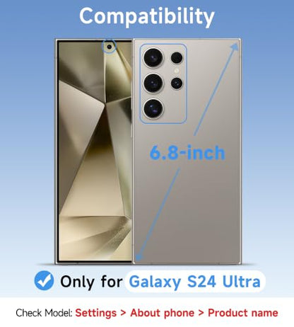 USLAI Case for Samsung Galaxy S24 Ultra, Anti-Yellowing, Crystal Clear Back, Shockproof & Military‑Grade Drop Protection - Transparent - color: Clear, size: Galaxy S24 Ultra