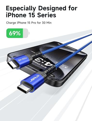 JSAUX 100W USB C to USB C Cable, 2-Pack 10FT, 5A Fast Charging, Blue - color: Blue, size: 10 ft+10 ft