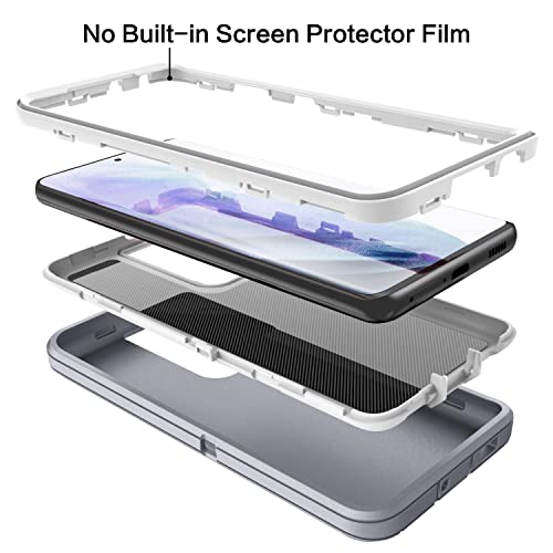 MXX Case Compatible with Galaxy S21 Ultra Case, 3-Layer Super Full Heavy Duty Body Bumper Cover/Shock Protection/Dust Proof, Designed for Samsung Galaxy S21 Ultra 5G 6.8 Inch 2021 (Gray/White) - color: Gray/White