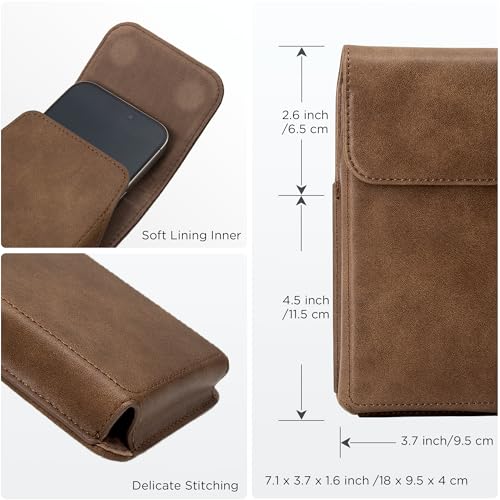 Holster for iPhone 17 Pro Max 16 Pro Max 15 Pro Max 14 Pro Max 13 Pro Max 16 Plus 15 Plus 14 Plus, Premium Leather Pouch with Belt Clip Phone Holster Belt Case, Light Brown -L - color: Light Brown, size: Large