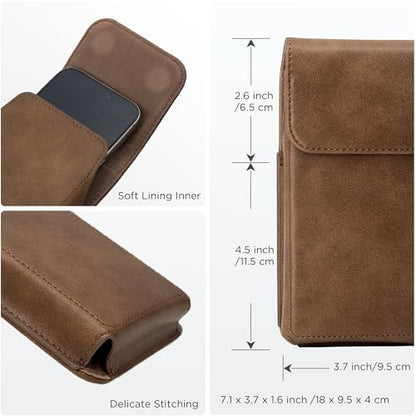 Holster for iPhone 17 Pro Max 16 Pro Max 15 Pro Max 14 Pro Max 13 Pro Max 16 Plus 15 Plus 14 Plus, Premium Leather Pouch with Belt Clip Phone Holster Belt Case, Light Brown -L - color: Light Brown, size: Large