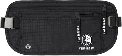 VENTURE 4TH Travel Money Belt, RFID Blocking Passport Holder - Pure Black - color: Pure Black
