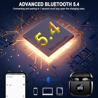Wireless Earbuds, Bluetooth 5.4 Ear Buds, 32 EQs via App, 6D Bass Stereo - color: Aurora Black