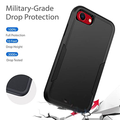 iPhone SE 2020/2022 Case, Heavy Duty Shockproof Protection, 4.7-inch Wireless Charging Compatible - Black - color: Black, size: for iPhone SE