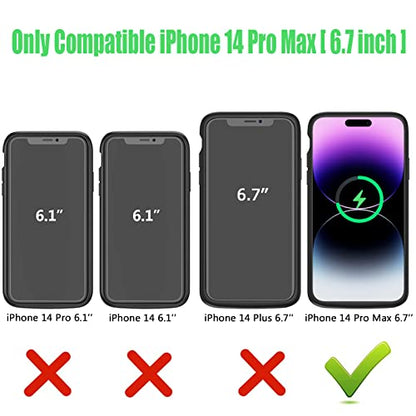 Wireless Charging Case for iPhone 14 Pro Max, 12000mAh High Capacity Portable Rechargeable Battery Case Qi Wireless Charging with iPhone 14 Pro Max (6.7 inch) Extended Battery Charger Cover (Black) - size: iPhone 14 Pro Max
