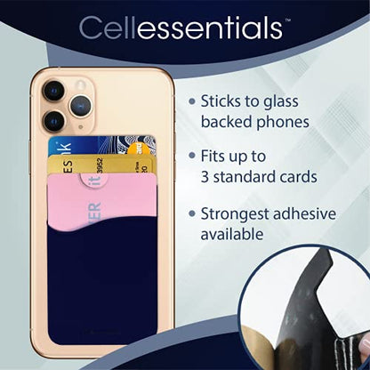 USA Merchant Redesigned Card Holder - Silicone Stick on Cell Phone Wallet with Pocket for Credit Card ID Business Card - iPhone Android & Smartphones (Navy) - color: Navy