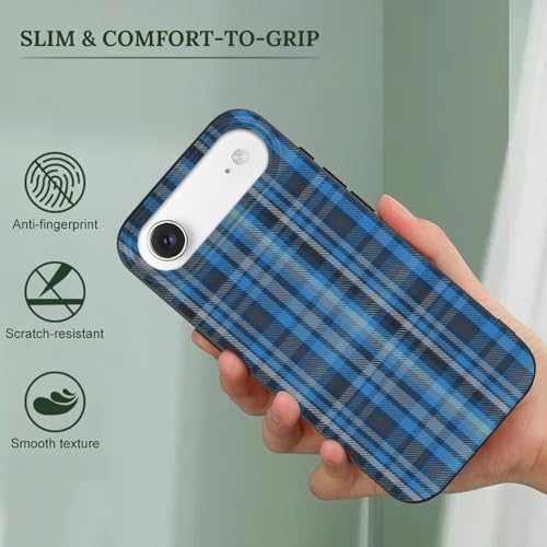 Blue Grey Mint Green TartanAnti-Yellowing Soft TPU Phone Case for iPhone 17, Shockproof and Scratch-Resistant Case - color: black-style-117
