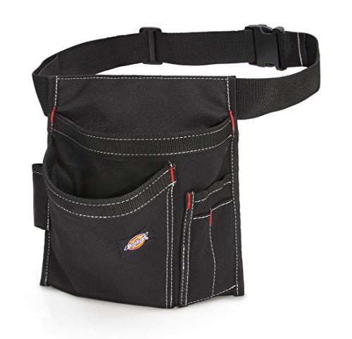 Dickies 5-Pocket Single Side Tool Belt Pouch/Work Apron, Durable Canvas Construction, Adjustable Belt for Custom Fit - color: Black, size: 1 Unit