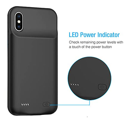 Battery Case for iPhone Xs Max, 10000mAh Slim Portable Protective Charging Case Compatible with XS Max (6.5 inch) with Carplay Extended Rechargeable Extended Battery Pack Charger Case (Black)