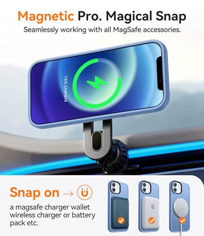 CANSHN Magnetic for iPhone 12 Case/iPhone 12 Pro Case, Sky Blue | Translucent Matte, Compatible with MagSafe, Heavy Duty Protection, Scratch Resistant, Slim Fit, Pocket Friendly - color: Matte Magnetic & Light Blue