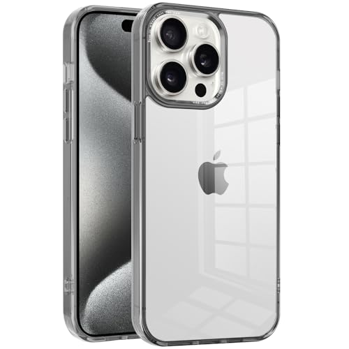for iPhone 15 Pro Max Case,[Anti-Yellowing] [Military-Grade Protection] Anti-Scratch Transparent Back Slim Shockproof 15 Pro Max Phone Case 6.7 inch (Gray) - color: Gray
