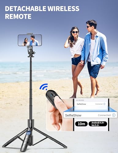 Aluminum 71" Phone Tripod, Travel Tripods for iPhone with Remote, Extendable Cell Phone Selfie Stick Tripod Stand Compatible with iPhone 17/16/15/14/13/Android/Camera - color: Black, size: 70.47 Inches - Upgraded Aluminum Pole